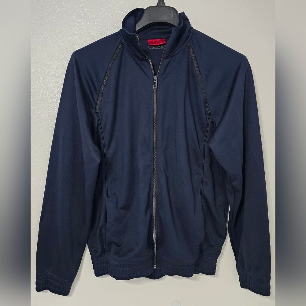HUGO Boss Navy Zip Track Jacket Mens Medium Minimalist Designer Athleisure